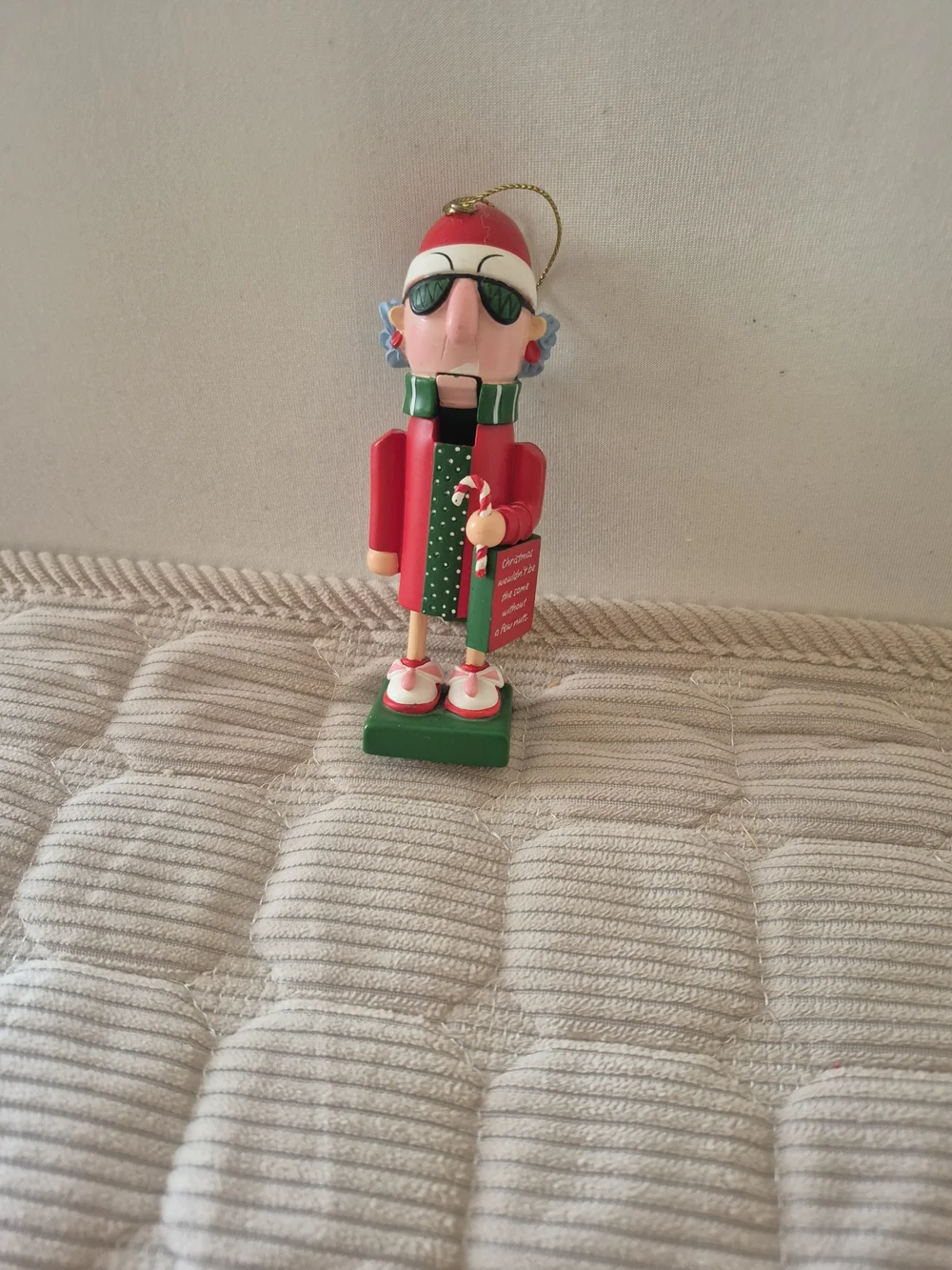 Hallmark Maxine Red and Green Nutcracker Ornament with Sunglasses